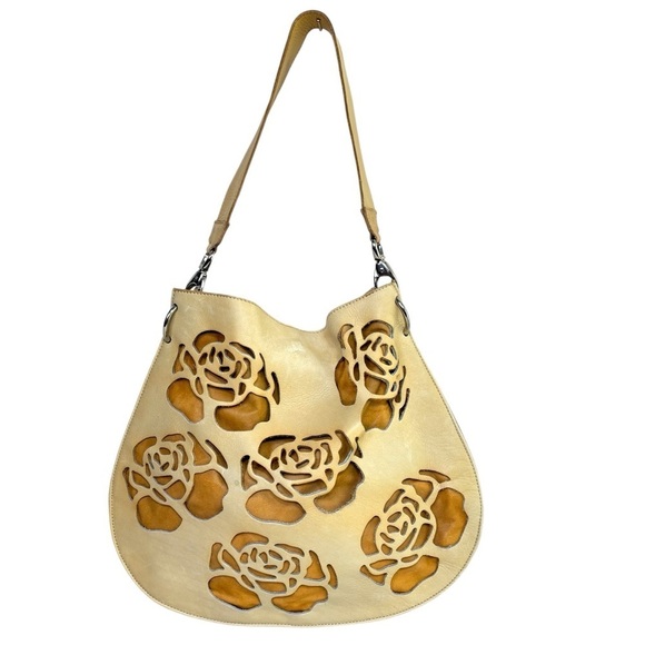 VTG Handmade One of a Kind Artisan Tooled Leather Floral Rose Shoulder Bag Purse - Picture 3 of 16